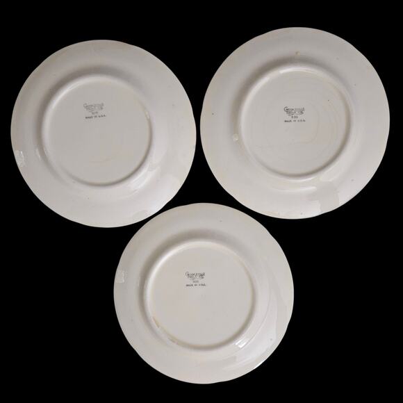 Vintage Crooksville China 639 Pink Floral 6" Plates Set of 3 USA Gold Trim - Picture 7 of 7